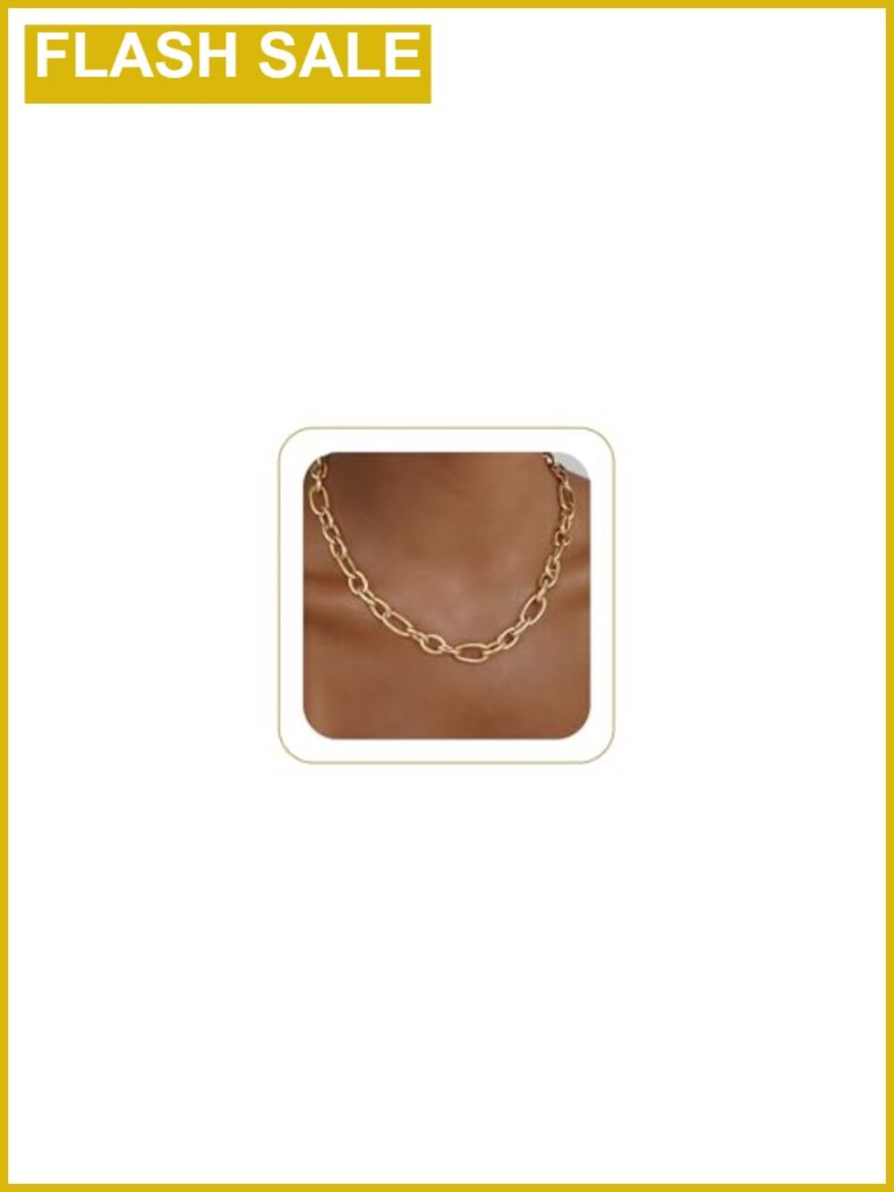 14K Gold Plated 3-Ring Paperclip Chain Necklace Women Jewelry